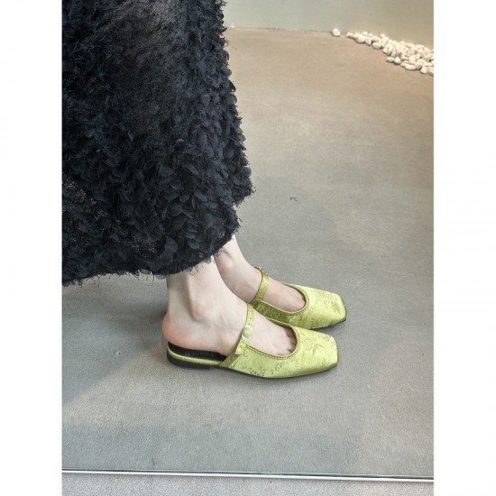 Green wonderland! Satin pointed-toe bow high heels for women, spring shallow-cut sandals.