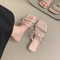 Fairy-style flower high heels, 2025 summer new niche design, snake-shaped wrap stiletto sandals.