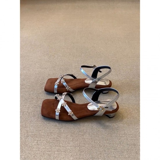 Stiletto sandals, 2025 spring/summer new style, versatile, French-style, single-strap high heels for petites.