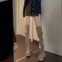 Petite women's elevated over-the-knee boots, Maillard autumn and winter new thick-soled, two-way folding boots.