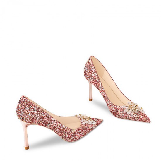 French wedding shoes for women, new summer 2023 red bridal high heels, Xiuhe toast dress, crystal slippers.