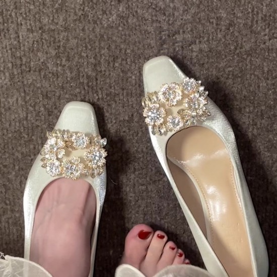 French apricot pointed-toe sandals, closed-toe, fairy-style shoes, 2025 spring/summer elegant, ladylike black slip-ons.