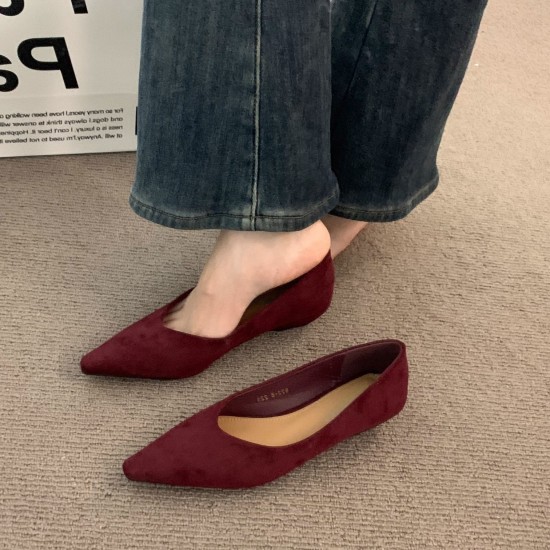 French-style niche brown shoes for women, 2025 spring and autumn wedge heels, elegant pointed toe commuter shoes for evening wear