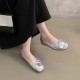 Women's round-toe pumps, new spring and autumn soft leather ballet fairy style slip-on soft flat-soled toe shoes.