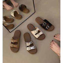 Square-toed shaped-heel flip-flops for women, open-toed, high-end mules, elegant and outdoor high-heeled sandals.