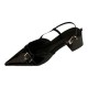 French retro silver women's block-heeled shoes, 2023 spring/autumn square-toed shallow-cut Mary Janes with buckles.