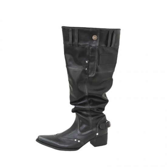 Autumn 2025 hot girl style, over-the-knee boots, large-tube boots for women, pointed toe, block heels, slimming, stacked boots