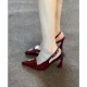 Low-heeled women's shoes, 2024 spring new style, simple French retro soft square-toe, block-heeled women's shoes.