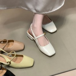 Color-blocked retro chic! Square-toed suede single-strap wedge slippers for women, Korean-style summer open-toe high-heeled sandals.