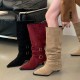 Women's suede pointed-toe pleated boots (Autumn/Winter 2025 new style, detachable, reversible, stiletto boots)