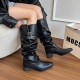 Long boots: New autumn 2025 styles, pointed toe, block heels, slimming, stacked boots, two-way, belt buckle, retro high-tops