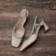 Color-blocked retro chic! Square-toed suede single-strap wedge slippers for women, Korean-style summer open-toe high-heeled sandals.