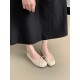 Women's round-toe pumps, new spring and autumn soft leather ballet fairy style slip-on soft flat-soled toe shoes.