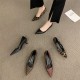 2024 autumn and winter new pointed-toe pumps, fashionable and versatile leopard print, elegant low-heeled kitten heels for commuting