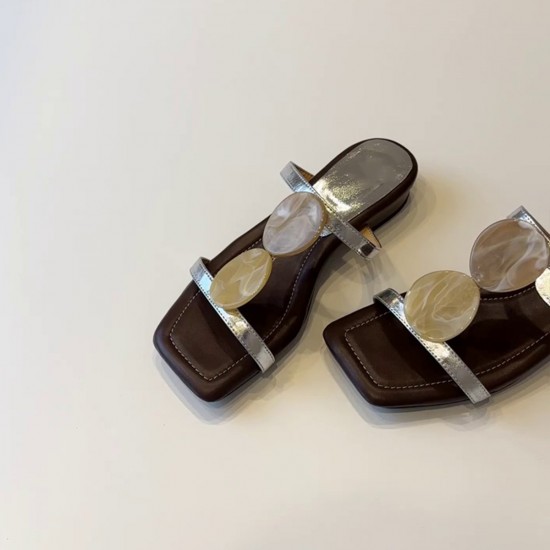 Women's nude pointed-toe bow-tie pumps, spring slip-on sandals.