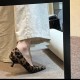 2024 autumn and winter new pointed-toe pumps, fashionable and versatile leopard print, elegant low-heeled kitten heels for commuting